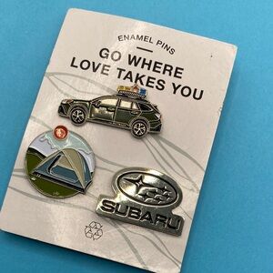 SUBARU Collector’s Pins Enamel Set Of Three In Card Camping Outback Car